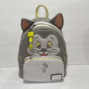 Loungefly Gray and White Figaro Plush Backpack with Matching Color Lock